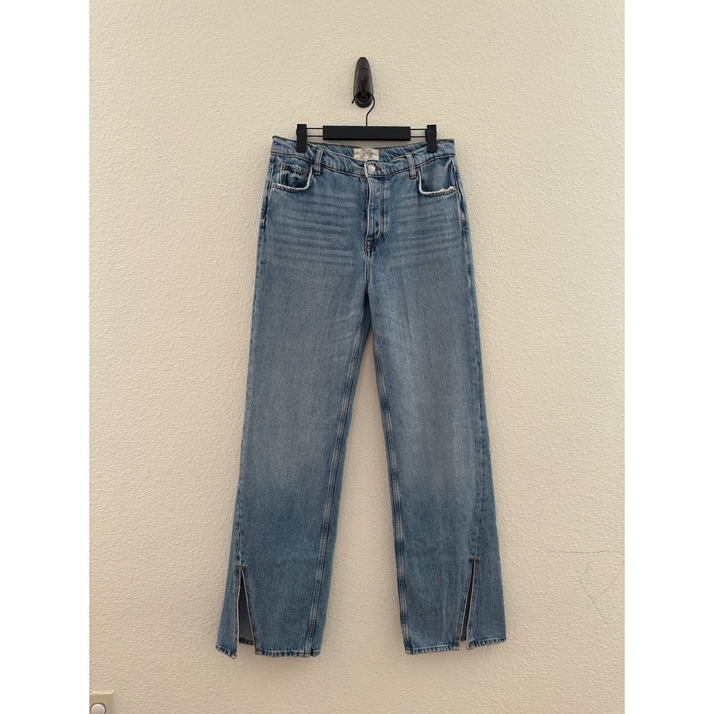 Free People We The Free Jeans Blue Side Slit High Rise Button Fly Boho Indie 29‎